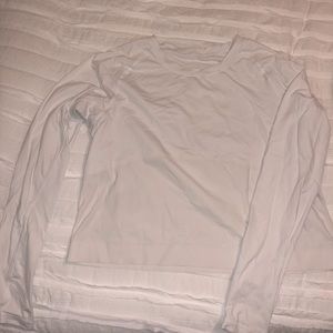 white cutoff/cropped lululemon long sleeve top